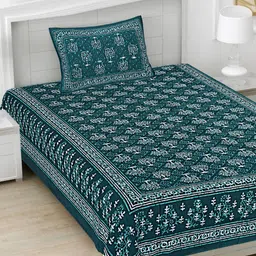 FrionKandy Living Sea Green 180 TC Cotton Single Bedsheet Set-2.28 m x 1.52 m-image-98