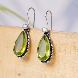 Bamboo Tree Jewels Artificial Stones Studded Teardrop Shaped Drop Earrings-image-59
