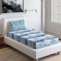 DDecor Printed Blue 150 TC Cotton Single Bedsheet with 1 Pillow Cover-image-59