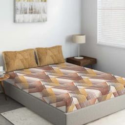 DDECOR - Frappe  100% Cotton Double Bedsheet with 2 Pillow Covers, Brown-image-49