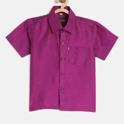 THANGAMAGAN Kids Violet Solid Shirt-image-80