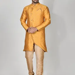 RANAK Men Solid Regular Silk Georgette Kurta with Churidar-picture-4
