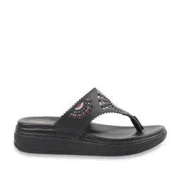 MediFeet Women's Motif Black Thong Wedges-image-24