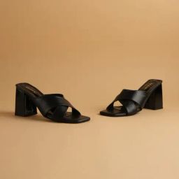 Eridani Women's Delta Black Cross Strap Sandals-image-32
