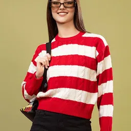 Chemistry Women Striped Woollen Pullover-picture-3