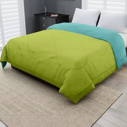 Doristyle Green 250 GSM Checked Microfiber Single Bed Comforter-picture-1