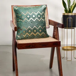Living scapes by Pantaloons Teal & Beige Geometric Printed Square Cushion Covers-image-88