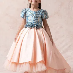 THETAA Girls Printed Silk Fit and Flare Dress-picture-19