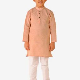 Pro-Ethic Style Developer Kids Peach & White Printed Full Sleeves Kurta with Pyjamas-picture-31
