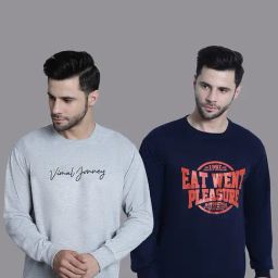 Vimal Jonney Grey & Navy Regular Fit Printed Sweatshirt - Pack of 2-picture-41