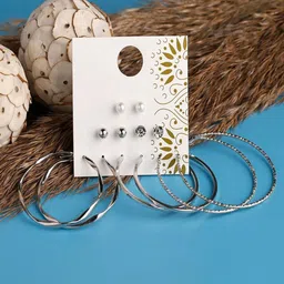 Jewelz Silver-Plated Set Of 6 Hoop Earrings-39