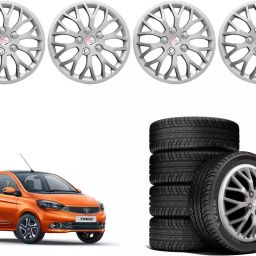Auto Pearl ViS19 R1333.02 cm (13 Inch) Press Type Wheel Hubcap with Retention Ring Glossy Silver Wheel Cover for Tata Tiago Revotron XM (Set of 4)-image-78