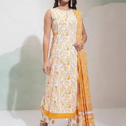 Vishudh Women Floral Printed Regular Pure Cotton Kurta with Trousers & With Dupatta-13