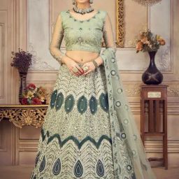 Atsevam Green Embroidered Semi-Stitched Lehenga Choli Set With Dupatta-picture-18