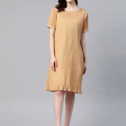 Cottinfab Beige A-Line Polyester Dress-image-22