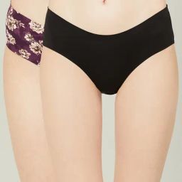 Ginger by Lifestyle Black & Maroon Floral Print Hipster (Pack Of 2)-picture-47