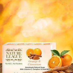 NATURE LEAGUE Set Of 6 Orange & Cinnamon Natural Skin Nourishing Soap - 100g Each-7