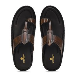 STEPSOFT Men Kolhapuri Toe-Loop With Perforated Strap & Stitched Sole Sandals-image-27