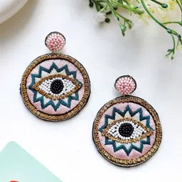 Crunchy Fashion Artificial Beaded Circular Evil Eye Drop Earrings-picture-24