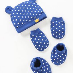 Babyhug 100% Cotton Cap Mittens & Booties Blue - Diameter 10 cm-image-95