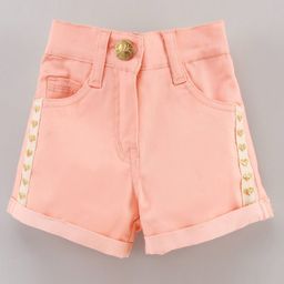 Little Kangaroos Solid Knee Length Shorts - Peach-image-0