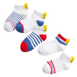 MOMISY Cotton Ankle Length Socks Smiley Striped Design Pack of 5 - Multicolour--image-77
