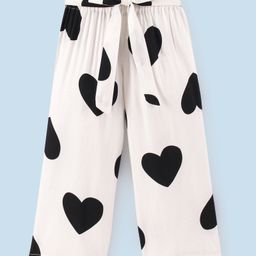 CrayonFlakes Hearts Printed Belted Palazzo  - Off White-image-52