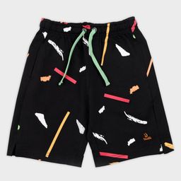 UMILDO All Over Abstract Lines Printed Shorts - Black-image-0