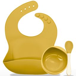 Bembika Baby Dinner Set Silicone Tableware Set For Baby Infant Pack Of 3  Chrome Yellow-27