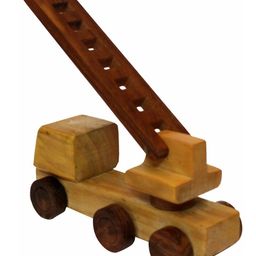 Desi Karigar Beautiful Wooden Fire Brigade Moving Toy-15