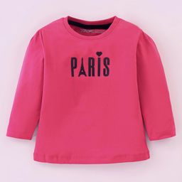 Doreme Female Single Jersey Full Sleeves T-Shirt With Text Print - Pink-picture-16