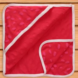Ben Benny Interlock Knit Polka Dots Printed Hooded Towel & Wrapper L 78 x B 78 cm - Red-6