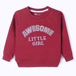 Bodycare Fleece Knit Full Sleeves Sweatshirt Text Print -Maroon-image-2