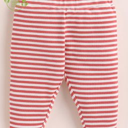 Cot & Candy Organic Cotton Striped Leggings - Berry Red-image-70