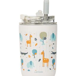 Earthism Double Wall Insulated Stainless Steel Kids Sipper Tumbler with Lid & Straw 300 ml (Jungle, White)-25
