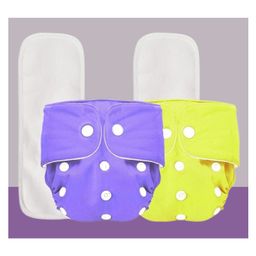 The Cheeky Kidzz Baby 2 Reusable Pocket Style Cotton Cloth Diapers With 2 Microfiber Bamboo White Insert Pads (0-24 Months) (Purple & Yellow)-23