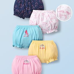 Honeyhap Premium 100% Cotton Knit Bloomers With Animal Print Pack Of 5 - Multicolour-image-32