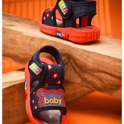 KATS Baby Text Patch Detailed Musical Velcro Closure Sandals - Red-picture-48