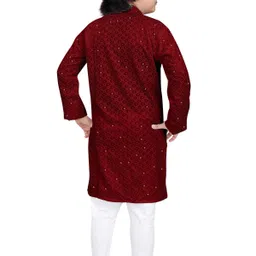 trustous Boys Embroidered Regular Sequinned Kurta with Pyjamas image 4