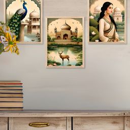 Kotart Brown & Green 3 Pieces Wooden Traditional Painting Wall Arts-picture-23