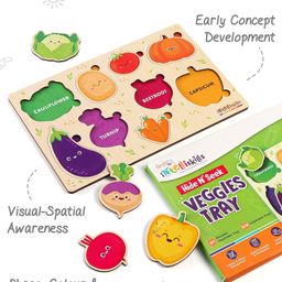 Intelliskills Wooden Hide N' Seek Vegetables Puzzle|Shapes Matching Puzzle | Early Learning & Educational Board Puzzle  - 9 Pieces image 3