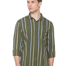 SNX Men Tailored Fit Opaque Striped Casual Shirt-picture-17