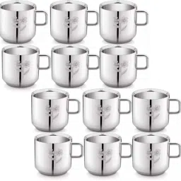 Pack of 12 Stainless Steel Tea & Coffee Cups| Stainless Steel Double Wall Cup|-image-65