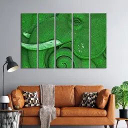 999Store Printed Green MDF 5 Panels Wall Art-image-93