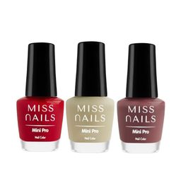 MISS NAILS Set Of 3 Mini Pro Long Lasting Nail Color - 10 ml Each -Shade 89 image 1