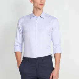 Arrow New York Blue Cotton Slim Fit Striped Shirt-image-46
