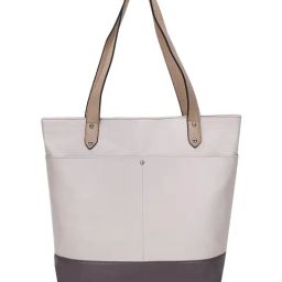Spice Art Cream and Mauve Color Block Large Tote Bag-9