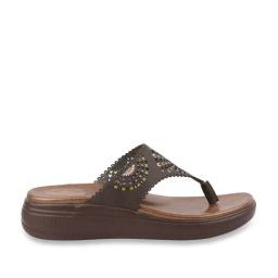 MediFeet Women's Motif Brown Thong Wedges-image-42