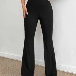 Broadstar Black High Rise Bootcut Flared Trousers-image-92