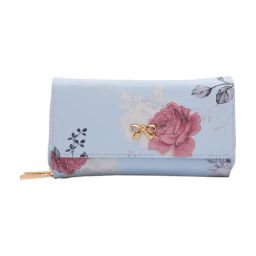 Globus Women Blue Floral PrintVegan Leather Envelope Wallet with Bow Detail-image-28